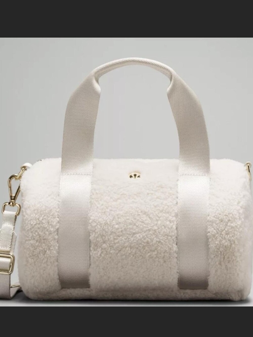 Lululemon Fleece Mini Duffle Bag 5L Bone Ivory & Gold Tote Crossbody NWT